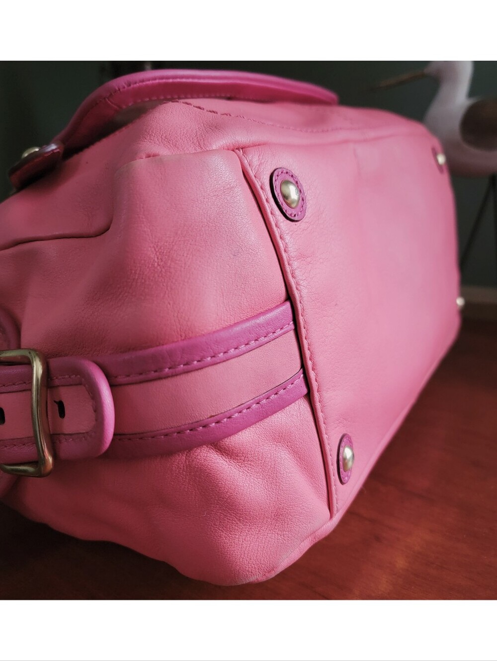 Coach 13382 Bonnie Satchel Pink Colorblock Leather Shoulder Bag Y2K - Picture 7 of 16
